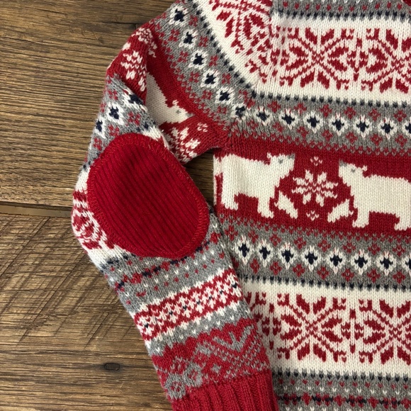 Aspen Kids Warm Read White and Gray Christmas Sweater with Bears Fleece Lined - Picture 4 of 7